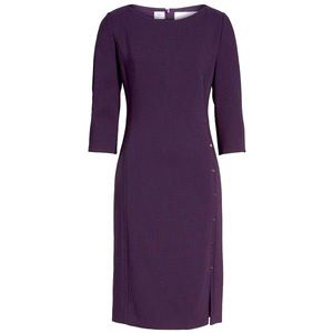 HUGO BOSS dikena purple studded sheath dress